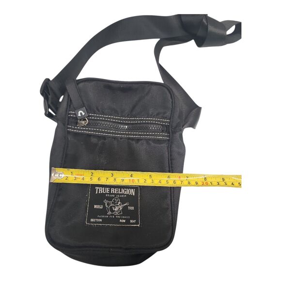 True Religion Crossbody Sling Bag Black World Tour Unisex Messenger Bag - Picture 6 of 6